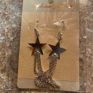 Silver dangly star earrings, inspired by Cowgirl Barbie